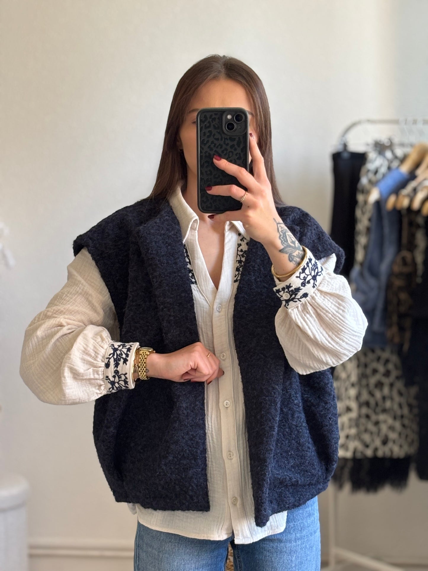 GILET SANS MANCHE LOU - BLEU MARINE