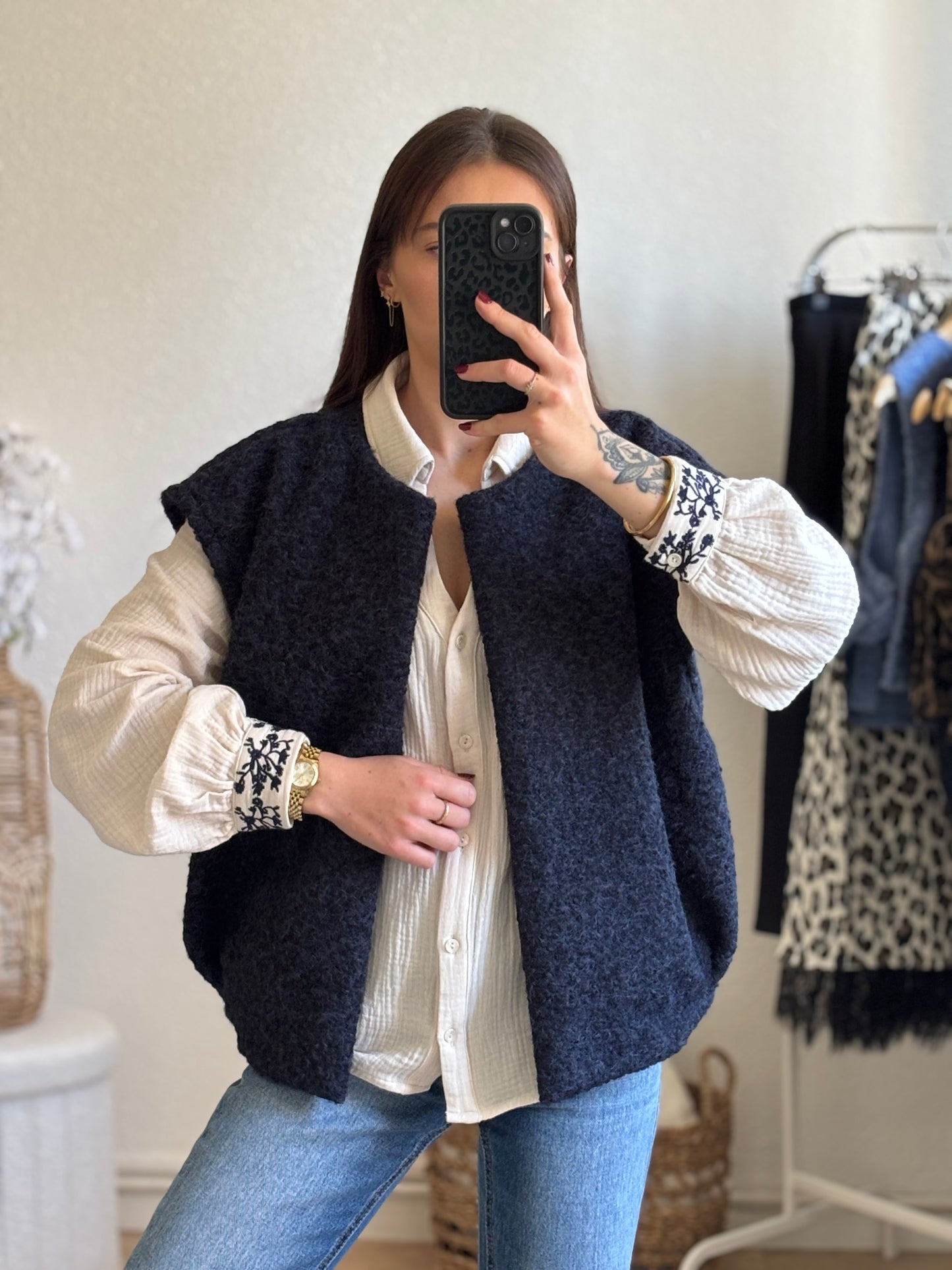 GILET SANS MANCHE LOU - BLEU MARINE