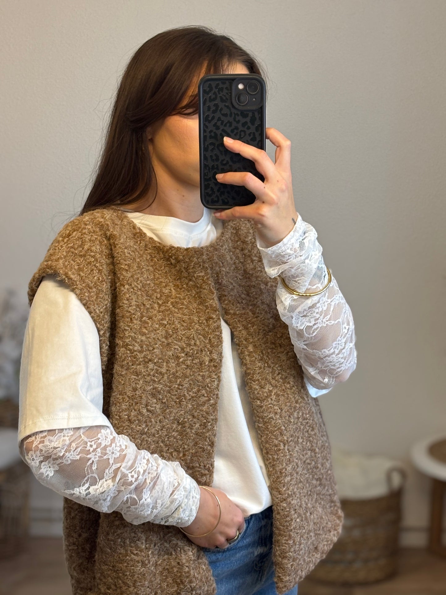 GILET SANS MANCHE LOU - CAMEL