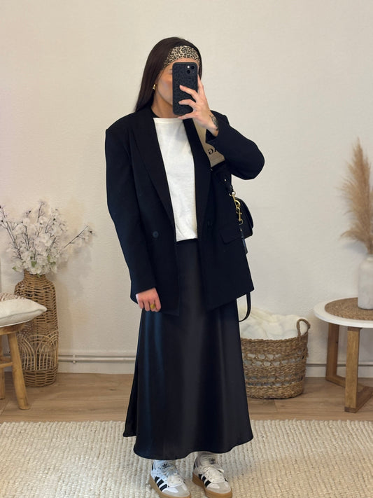 JUPE SATINÉE AMANDA - NOIRE