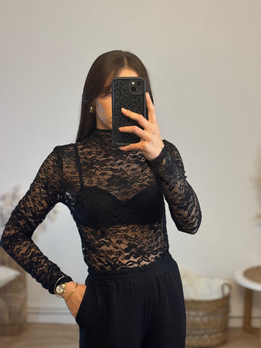 TOP DENTELLE EMMA - NOIR