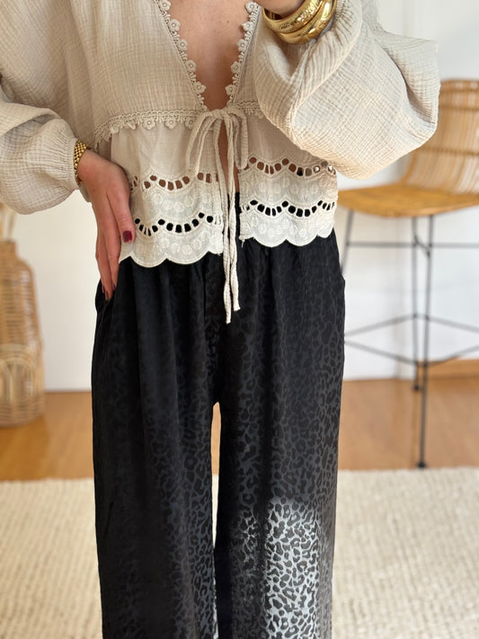 Pantalon ROMY léopard noir
