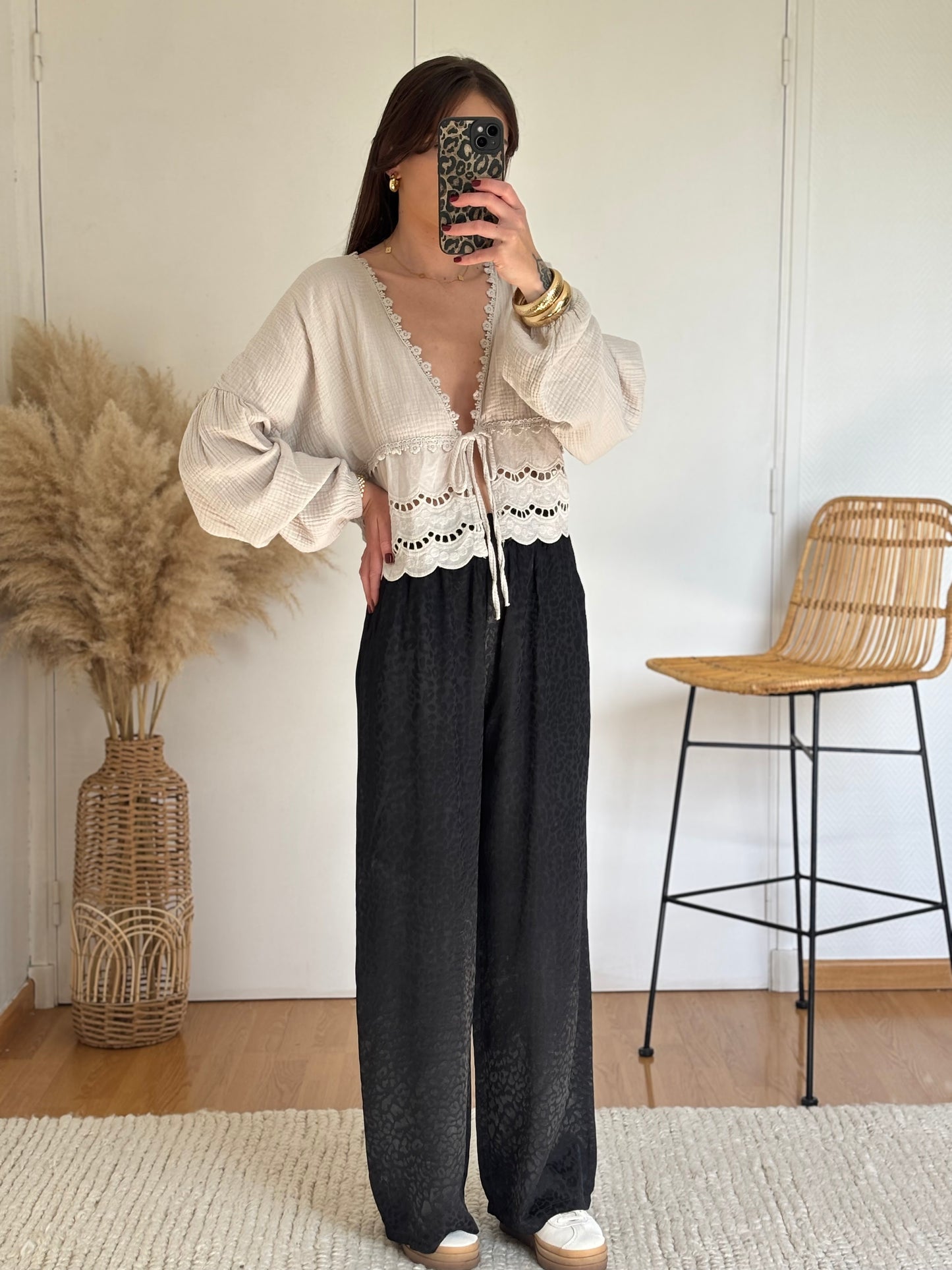 Pantalon ROMY léopard noir