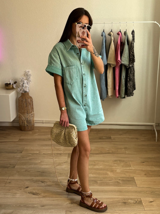 Combi-short LOLA vert d'eau