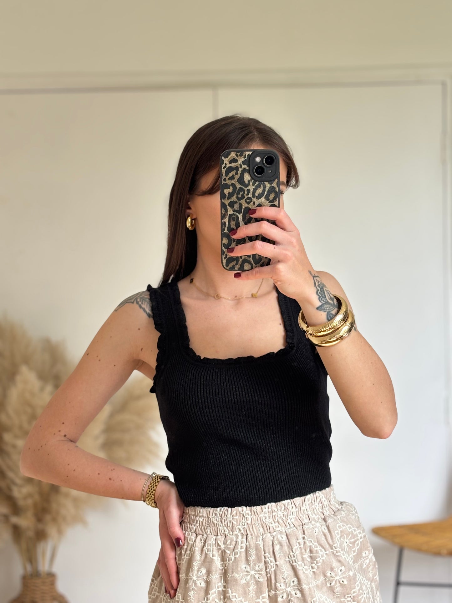 Top JOYNA noir pailleté