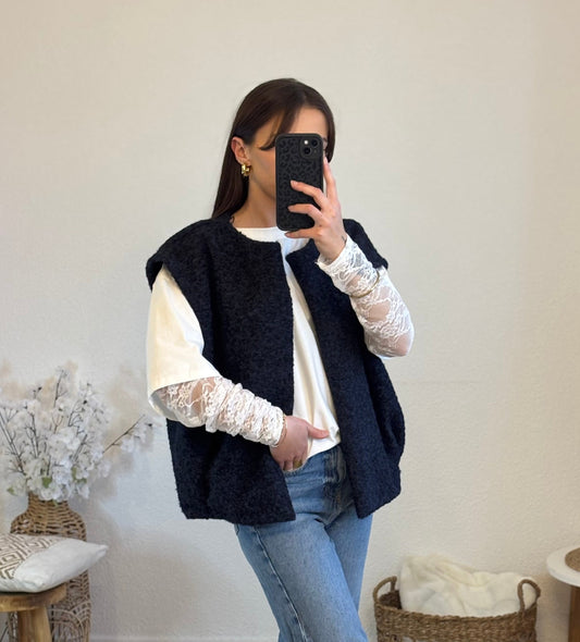 GILET SANS MANCHE LOU - BLEU MARINE