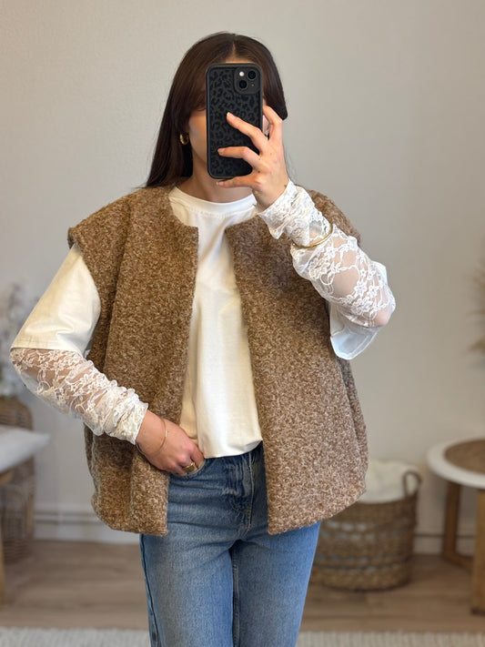 GILET SANS MANCHE LOU - CAMEL